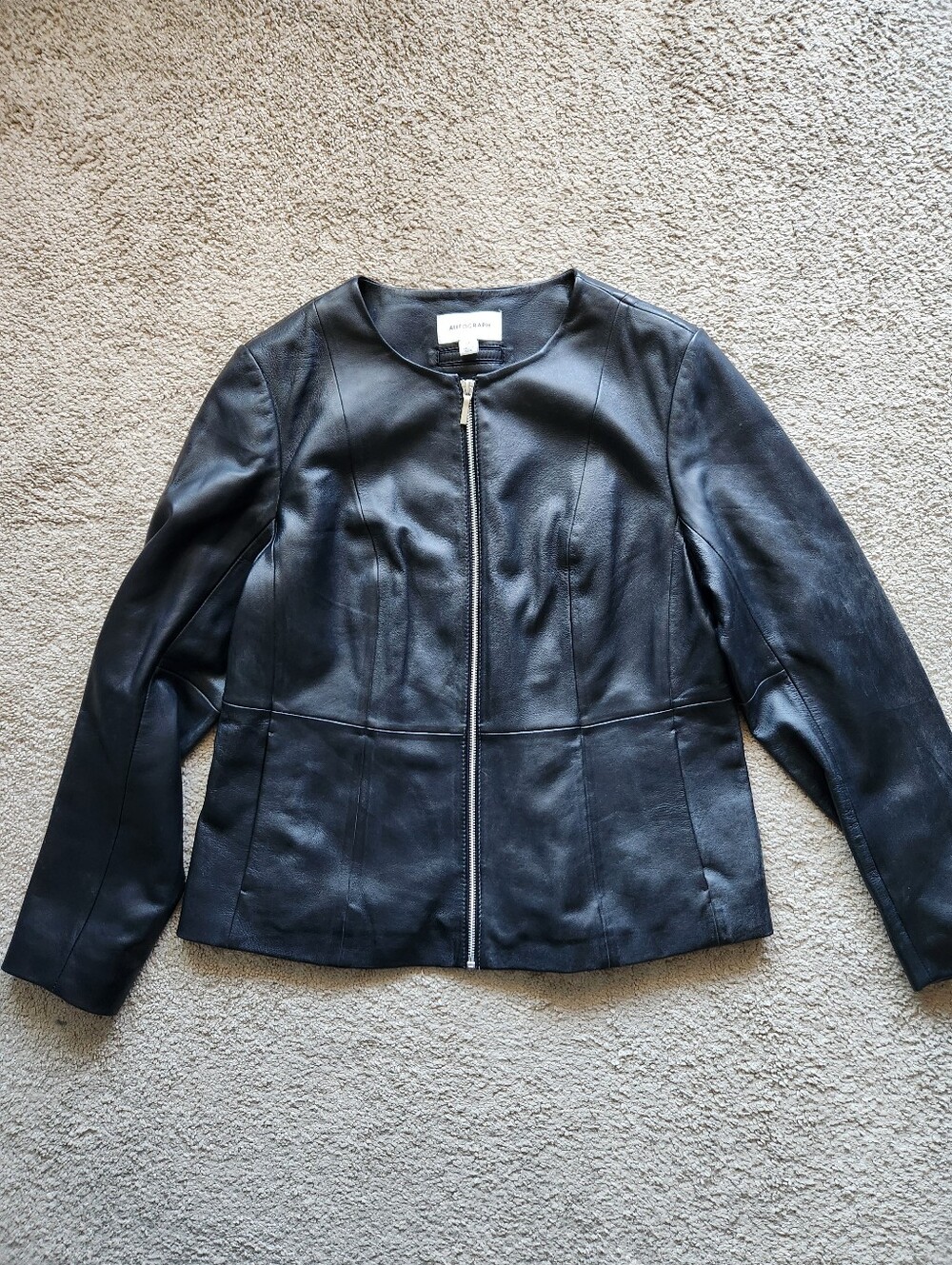 Autograph Genuine Leather Collarless Jacket Size 14UK 12US